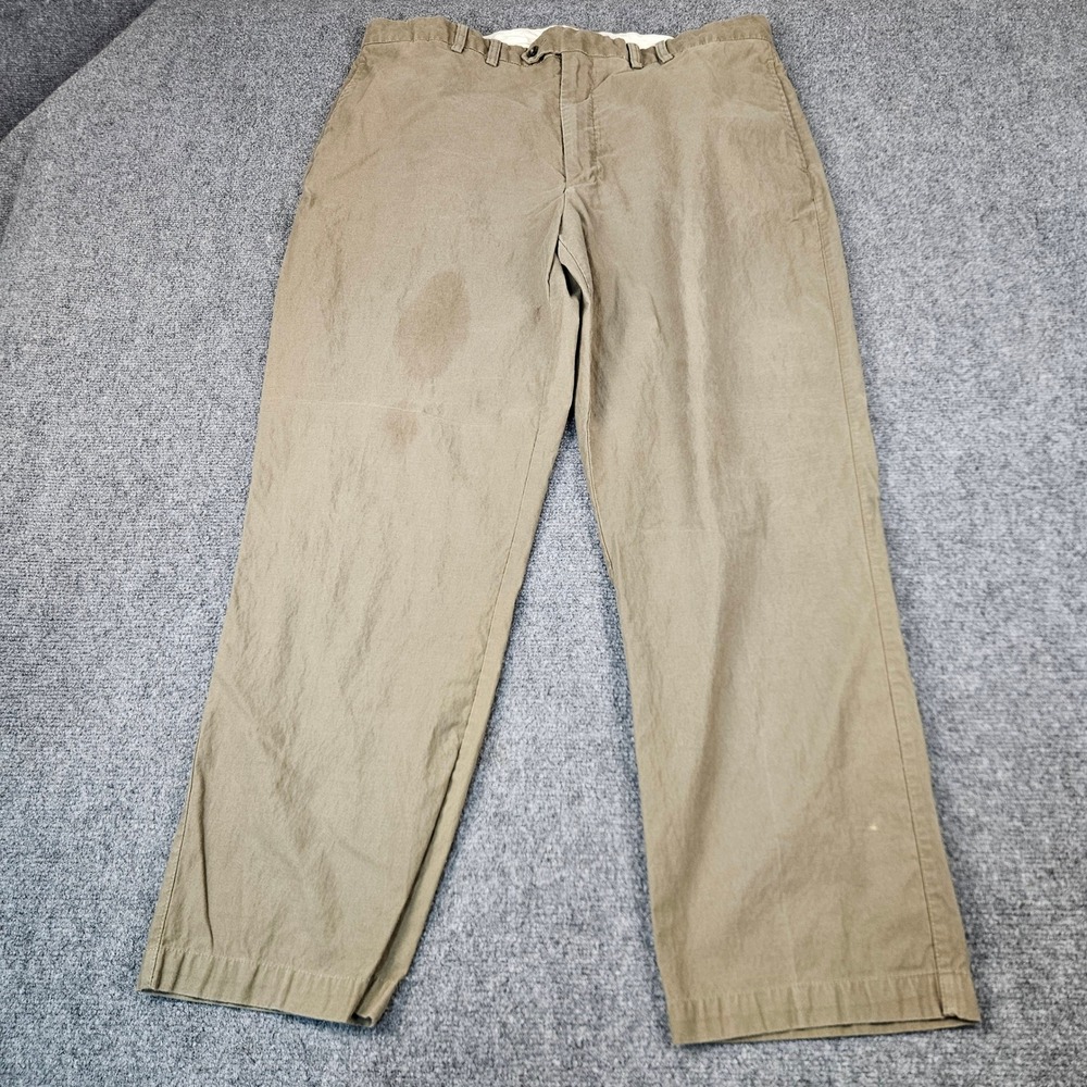 Turnbury Mens 42x30 Chino Pants Olive Khaki Green 100% Cotton Straight Leg Twill